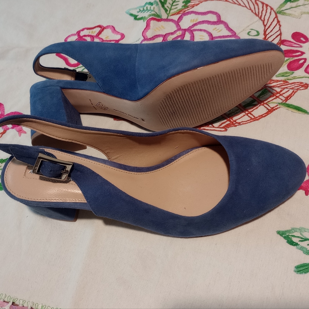 Antonio Melani Suede Slingback Block Heels